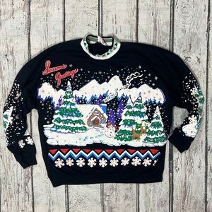 Vintage Nutcracker Seasons Greetings Ugly Christmas Sweater 1980s Sweatshirt